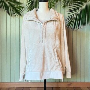 ATHLETA Cozy Snap Front Sweatshirt - 1X - Chantilly Cream Pullover